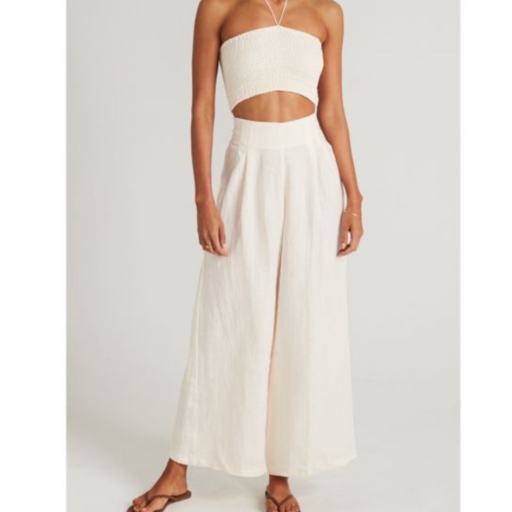 NWT - FAITHFULL THE BRAND - Malta Organic Linen Trousers Ecru - S - Picture 4 of 5